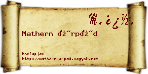 Mathern Árpád névjegykártya